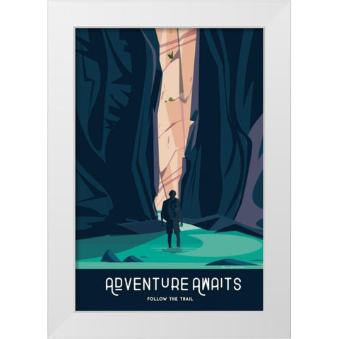 Adventure Awaits White Modern Wood Framed Art Print by Escalante, Omar