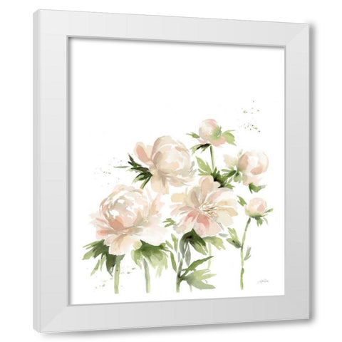 Peonies I White Modern Wood Framed Art Print by Pete, Katrina