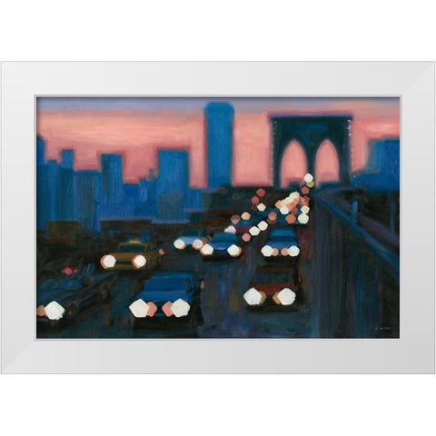 Brooklyn Bridge Evening White Modern Wood Framed Art Print by Wiens, James