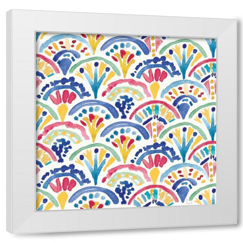 Peacock Glory Pattern IIA White Modern Wood Framed Art Print by June, Dina