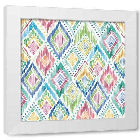 Peacock Glory Pattern IVA White Modern Wood Framed Art Print by June, Dina