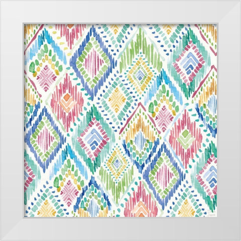 Peacock Glory Pattern IVA White Modern Wood Framed Art Print by June, Dina