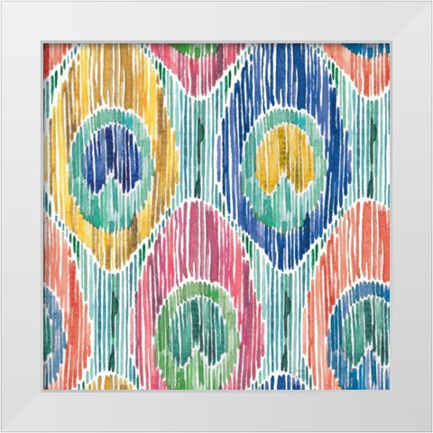 Peacock Glory Pattern VII White Modern Wood Framed Art Print by June, Dina