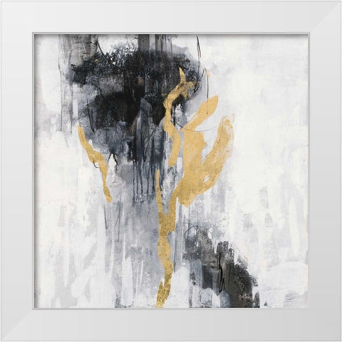 Golden Rain II White Modern Wood Framed Art Print by Vassileva, Silvia