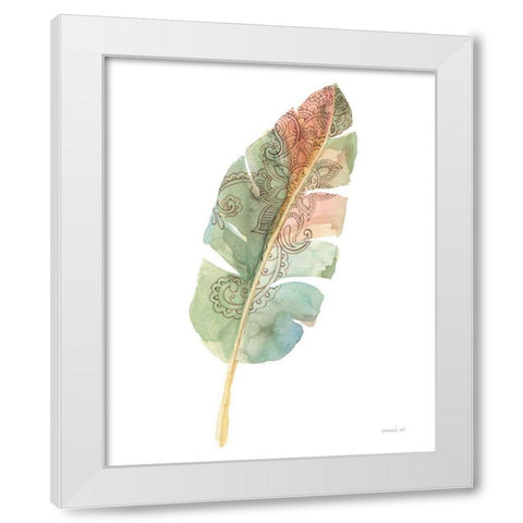 Boho Tropical Leaf I on White White Modern Wood Framed Art Print by Nai, Danhui