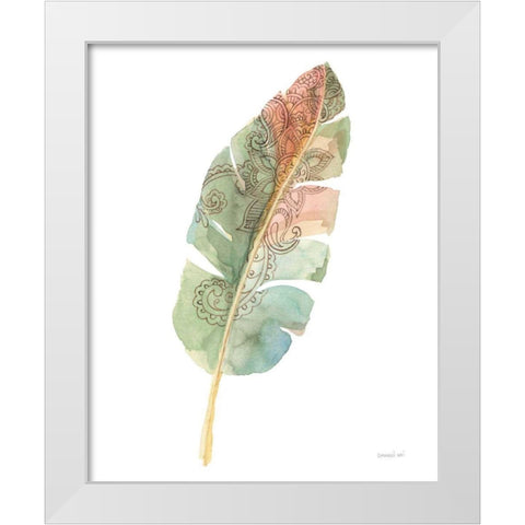 Boho Tropical Leaf I on White White Modern Wood Framed Art Print by Nai, Danhui