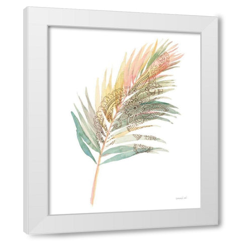 Boho Tropical Leaf III on White White Modern Wood Framed Art Print by Nai, Danhui