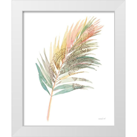 Boho Tropical Leaf III on White White Modern Wood Framed Art Print by Nai, Danhui