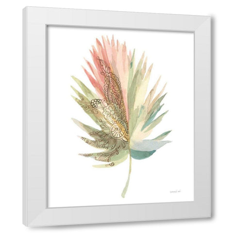 Boho Tropical Leaf IV on White White Modern Wood Framed Art Print by Nai, Danhui