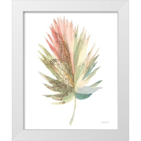 Boho Tropical Leaf IV on White White Modern Wood Framed Art Print by Nai, Danhui