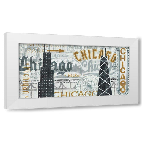 Hey Chicago Vintage White Modern Wood Framed Art Print by Mullan, Michael