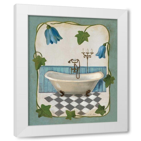 Bell Flower Bath I on Ivory White Modern Wood Framed Art Print by Vassileva, Silvia