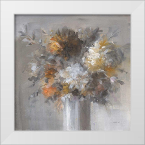 Weekend Bouquet White Modern Wood Framed Art Print by Nai, Danhui