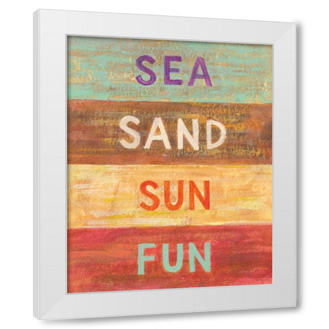 Sea and Sand I White Modern Wood Framed Art Print by Nai, Danhui