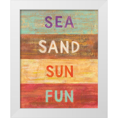 Sea and Sand I White Modern Wood Framed Art Print by Nai, Danhui