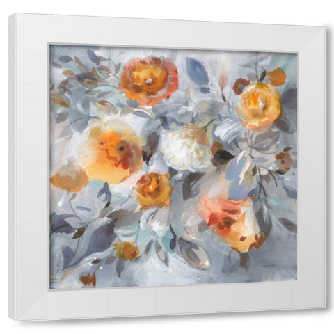 Floral Uplift White Modern Wood Framed Art Print by Nai, Danhui
