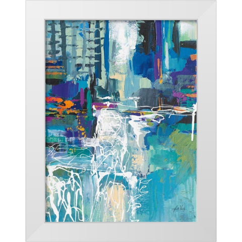 Motion White Modern Wood Framed Art Print by Vertentes, Jeanette