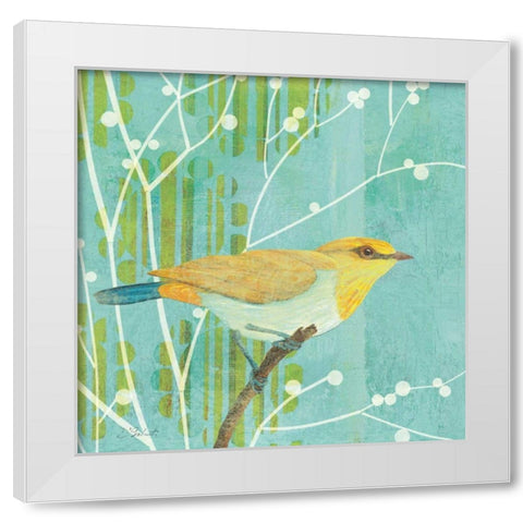 Blue Sky Songbird I White Modern Wood Framed Art Print by D Salusti