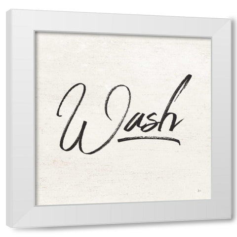 Laundry Script I White Modern Wood Framed Art Print by Aiken, Jess