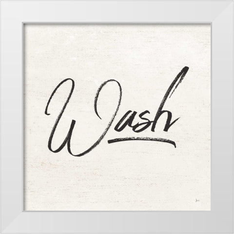 Laundry Script I White Modern Wood Framed Art Print by Aiken, Jess