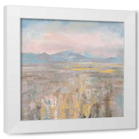 Distant Mountains White Modern Wood Framed Art Print by Nai, Danhui
