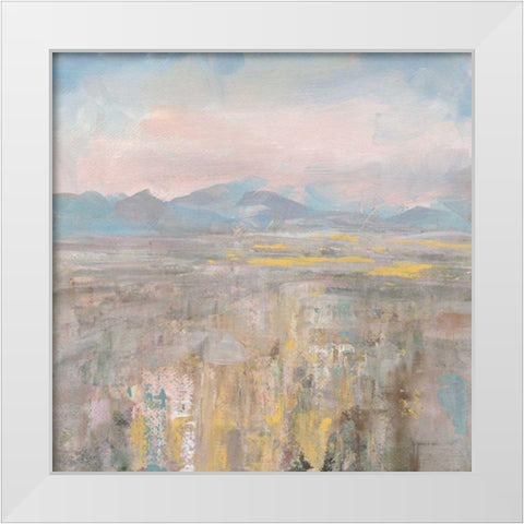 Distant Mountains White Modern Wood Framed Art Print by Nai, Danhui