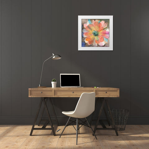 Kaleidoscope Flower White Modern Wood Framed Art Print by Nai, Danhui