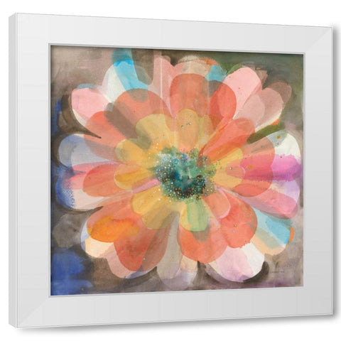 Kaleidoscope Flower White Modern Wood Framed Art Print by Nai, Danhui