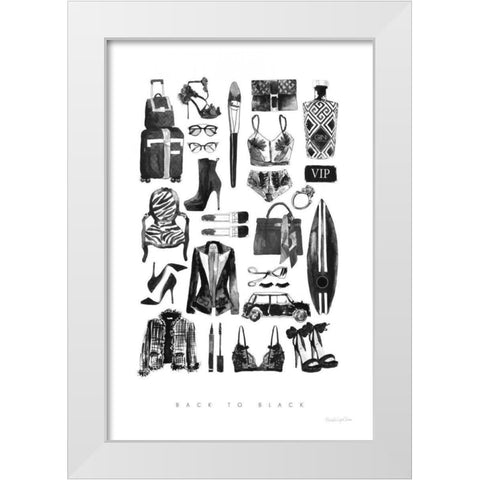 Back to Black I White Modern Wood Framed Art Print by Charro, Mercedes Lopez
