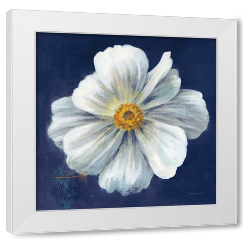 Boldest Bloom I Dark Blue White Modern Wood Framed Art Print by Nai, Danhui