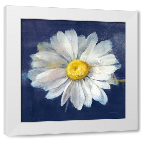 Boldest Bloom II Dark Blue White Modern Wood Framed Art Print by Nai, Danhui