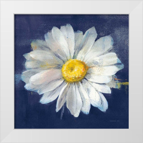 Boldest Bloom II Dark Blue White Modern Wood Framed Art Print by Nai, Danhui