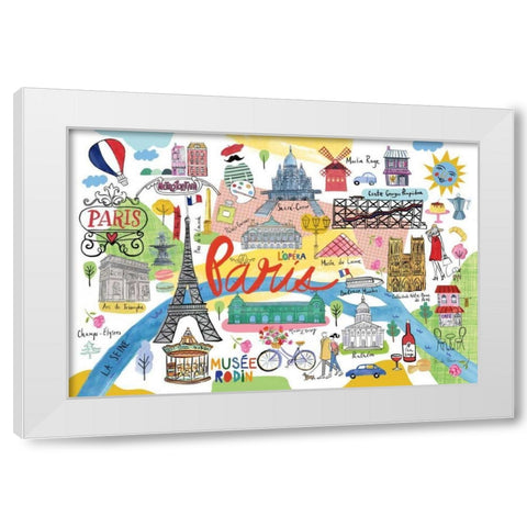 Paris Map White Modern Wood Framed Art Print by Zaman, Farida