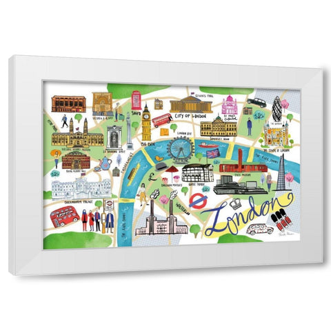 London Map White Modern Wood Framed Art Print by Zaman, Farida