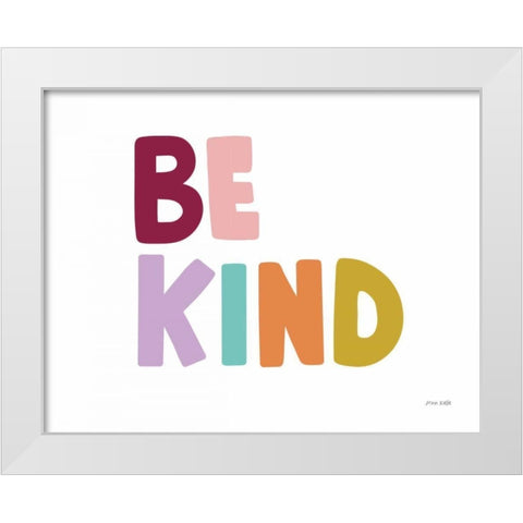 Be Kind Pastel White Modern Wood Framed Art Print by Kelle, Ann