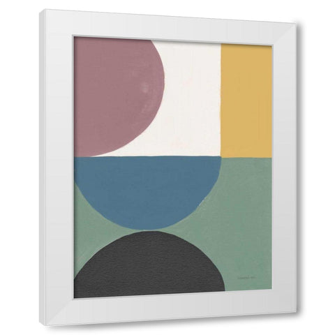 Colorful Retro Abstract V White Modern Wood Framed Art Print by Nai, Danhui