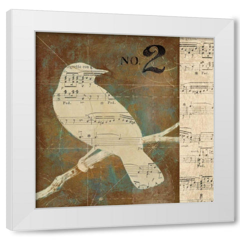 Bird Silhouette I White Modern Wood Framed Art Print by D Salusti