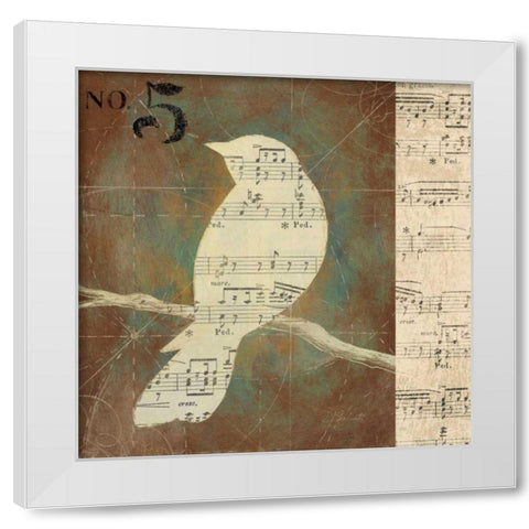 Bird Silhouette II White Modern Wood Framed Art Print by D Salusti