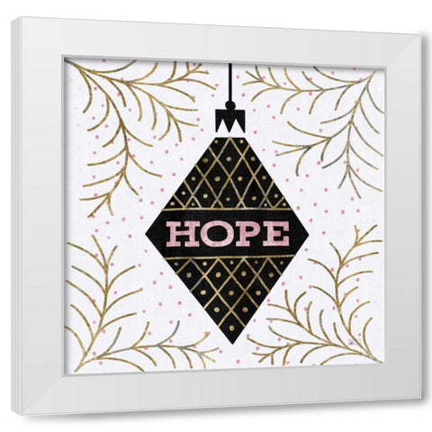 Jolly Holiday Ornaments Hope Metallic White Modern Wood Framed Art Print by Mullan, Michael