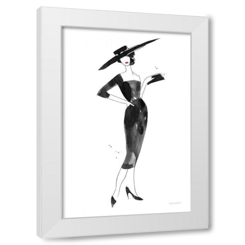 Fashionable Hat White Modern Wood Framed Art Print by Charro, Mercedes Lopez