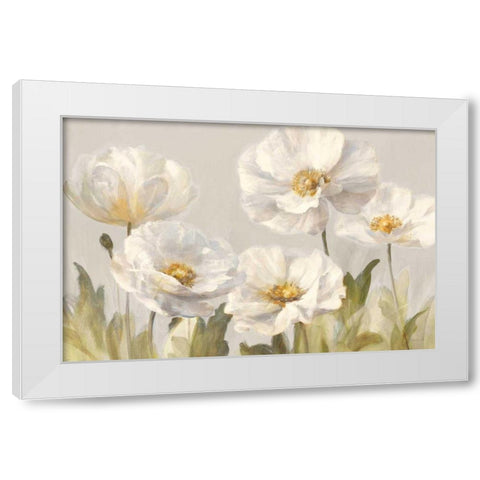 White Anemones White Modern Wood Framed Art Print by Nai, Danhui