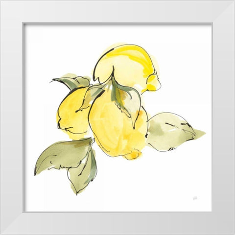 Lemons I White Modern Wood Framed Art Print by Paschke, Chris