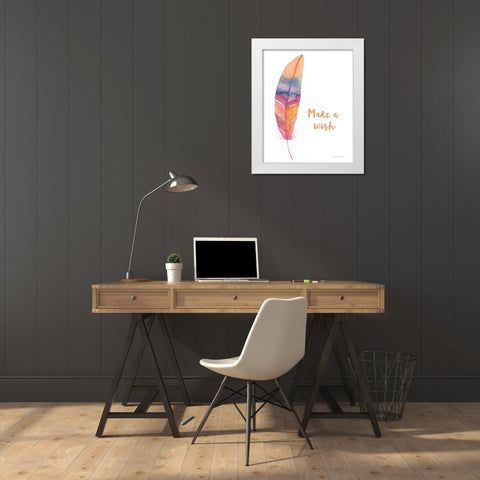 Boho Feathers I Inspiration White Modern Wood Framed Art Print by McKenna, Kathleen Parr