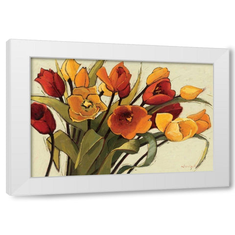 Tulip Time White Modern Wood Framed Art Print by Novak, Shirley