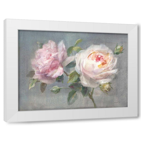 Lovely Roses White Modern Wood Framed Art Print by Nai, Danhui