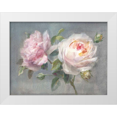 Lovely Roses White Modern Wood Framed Art Print by Nai, Danhui