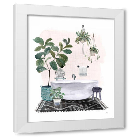 Courtyard Bath No Cat White Modern Wood Framed Art Print by Panganiban, Karyn