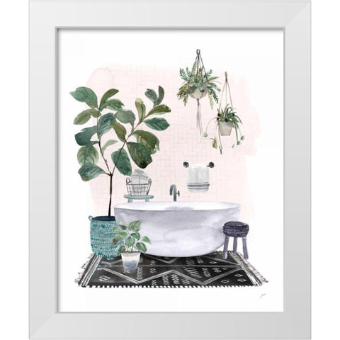 Courtyard Bath No Cat White Modern Wood Framed Art Print by Panganiban, Karyn