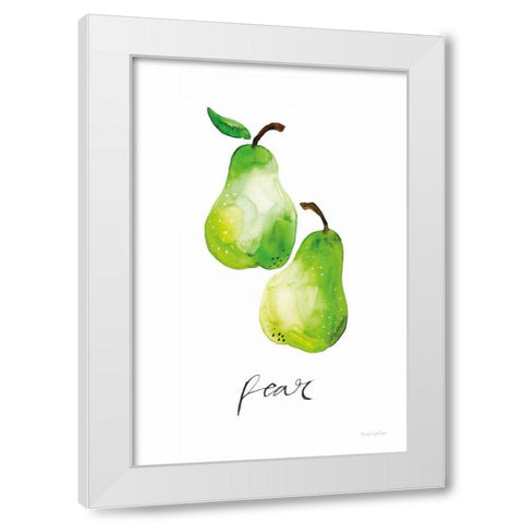 Pears White Modern Wood Framed Art Print by Charro, Mercedes Lopez