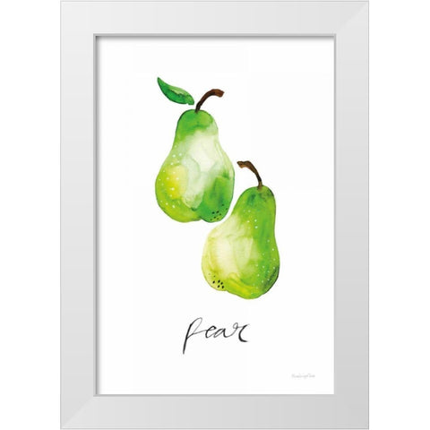 Pears White Modern Wood Framed Art Print by Charro, Mercedes Lopez